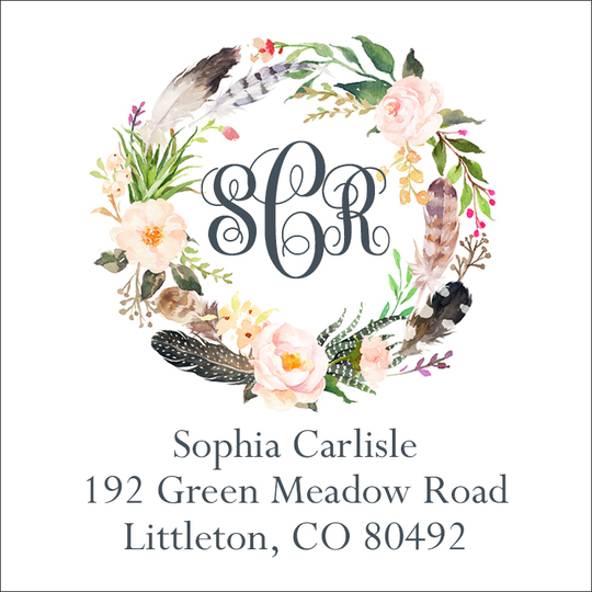 Fall Feathers Square Address Labels